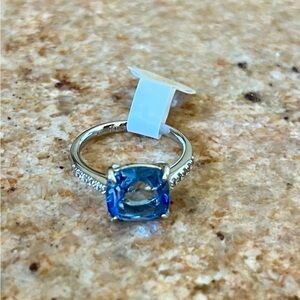 Bomb Party The Margie Ring Blue Stone on Rhodium Ring